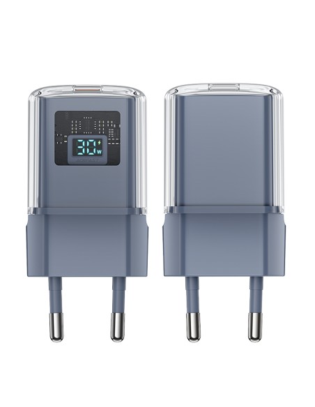 Acefast A53 PD 30W GaN USB-C įkroviklis su ekranu - pilkas