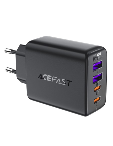 Acefast A61 PD 45W GaN įkroviklis 2 x USB-C + 2 x USB-A su 4 prievadais - juodas Acefast A61 PD 45W GaN įkroviklis 2 x USB-C + 2 x USB-A su 4 prievadais - juodas