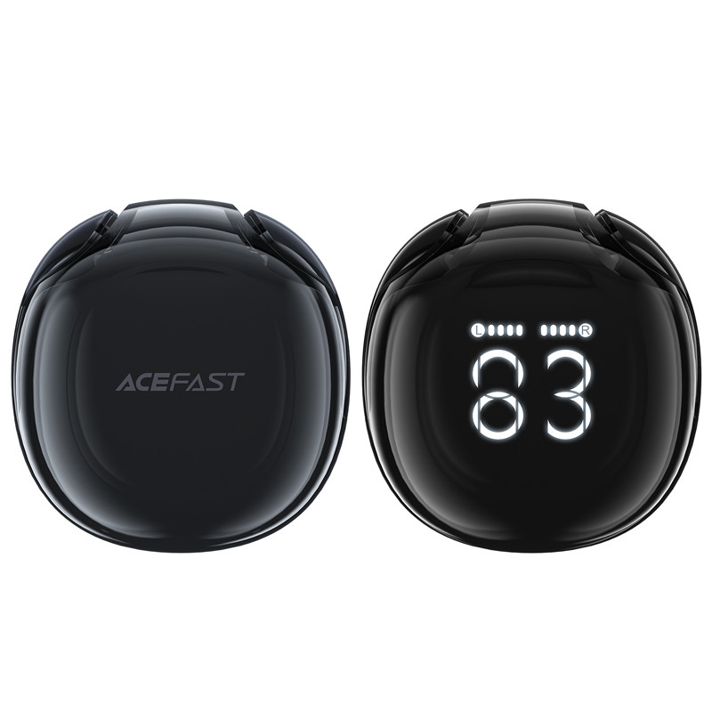 Acefast T9 Bluetooth 5.3 į ausis įdedamos belaidės ausinės su ekranu – juodos spalvos