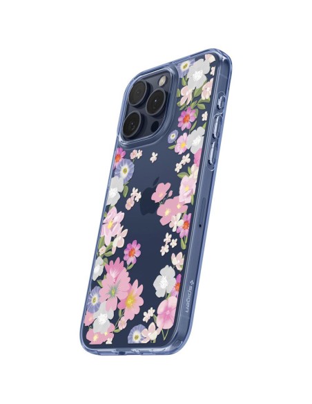 Spigen Liquid Crystal dėklas iPhone 15 Pro - rožinės ir mėlynos gėlės Spigen Liquid Crystal dėklas iPhone 15 Pro - rožinės ir mėlynos gėlės