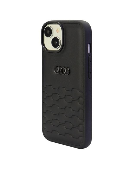 Audi GT Sintetinės odos dėklas iPhone 15 Plus - juodas Audi GT Sintetinės odos dėklas iPhone 15 Plus - juodas