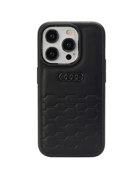 Audi GT Sintetinės odos dėklas iPhone 15 Pro - juodas Audi GT Sintetinės odos dėklas iPhone 15 Pro - juodas