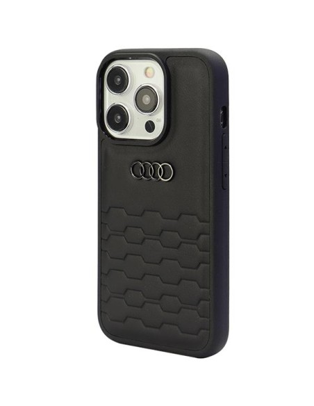 Audi GT Sintetinės odos dėklas iPhone 15 Pro - juodas Audi GT Sintetinės odos dėklas iPhone 15 Pro - juodas