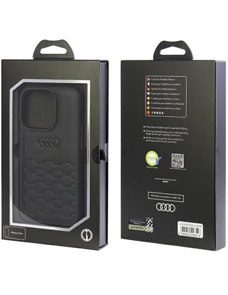 Audi GT Sintetinės odos dėklas iPhone 15 Pro - juodas Audi GT Sintetinės odos dėklas iPhone 15 Pro - juodas