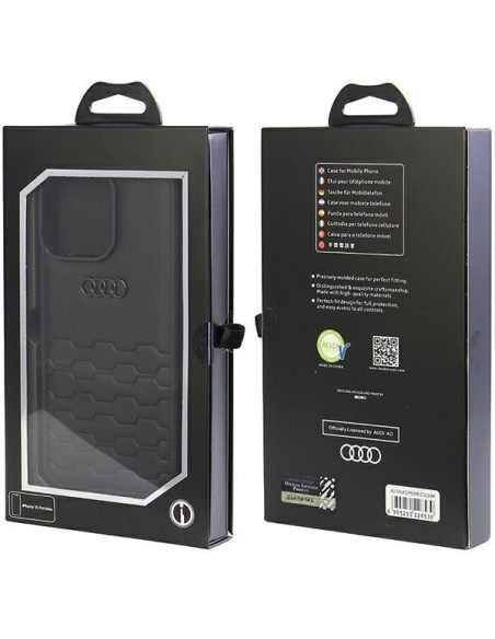 Audi GT Sintetinės odos dėklas iPhone 15 Pro Max - juodas Audi GT Sintetinės odos dėklas iPhone 15 Pro Max - juodas
