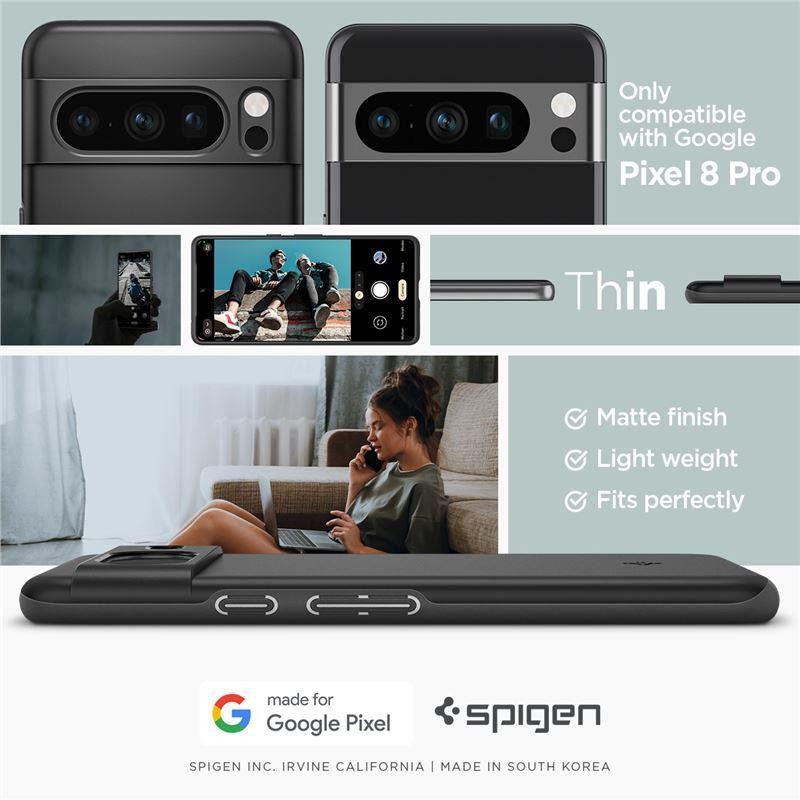 Spigen Thin Fit dėklas, skirtas Google Pixel 8 Pro – juodas