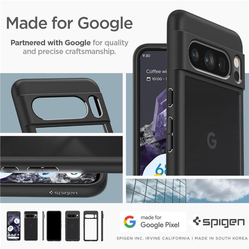 Spigen Ultra Hybrid dėklas, skirtas Google Pixel 8 Pro – matinės juodos spalvos