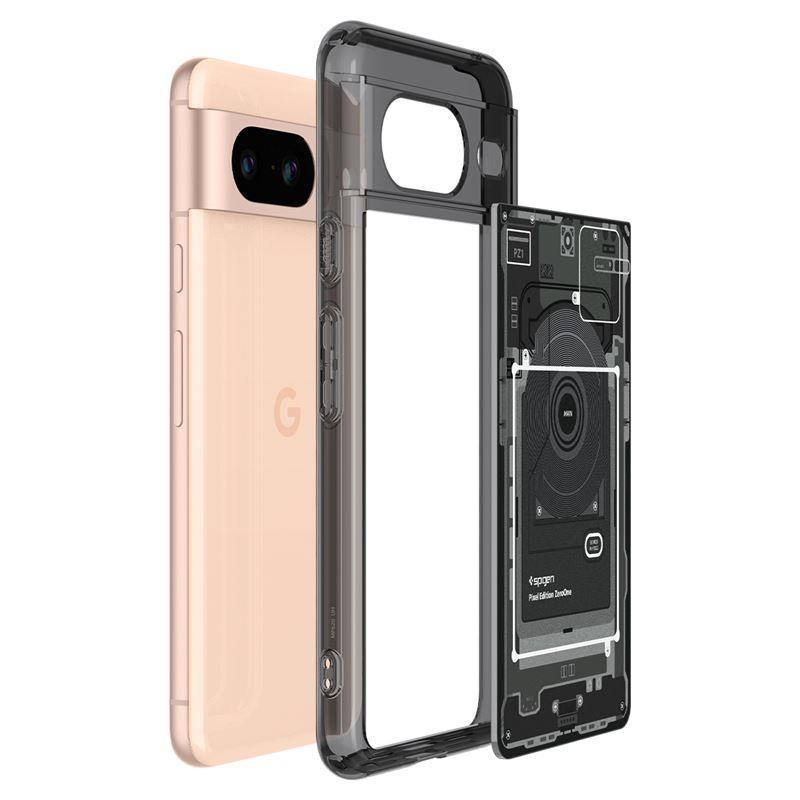 „Spigen Ultra Hybrid“ dėklas, skirtas „Google Pixel 8“ – tamsiai pilkas („Zero One“ raštas)