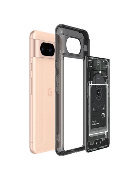 „Spigen Ultra Hybrid“ dėklas, skirtas „Google Pixel 8“ – tamsiai pilkas („Zero One“ raštas)