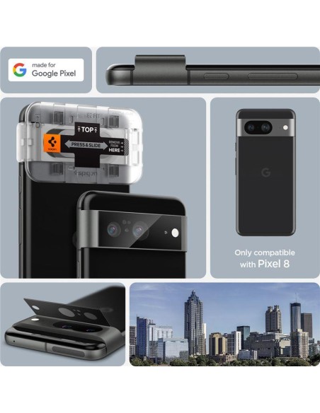Spigen Glas.tR EZ Fit Optik Camera Protector for Google Pixel 8 - juoda 2 vnt. Spigen Glas.tR EZ Fit Optik Camera Protector for Google Pixel 8 - juoda 2 vnt.