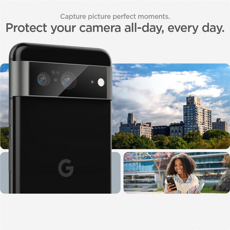Spigen Glas.tR EZ Fit Optik Camera Protector for Google Pixel 8 - juoda 2 vnt.