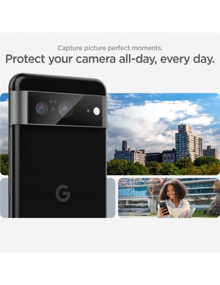 Spigen Glas.tR EZ Fit Optik Camera Protector for Google Pixel 8 - juoda 2 vnt. Spigen Glas.tR EZ Fit Optik Camera Protector for Google Pixel 8 - juoda 2 vnt.