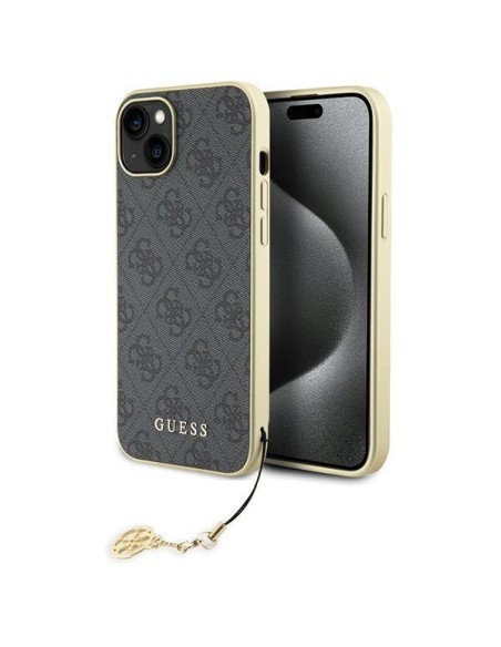 Guess 4G Charms Collection dėklas, skirtas iPhone 15 Plus - pilkas Guess 4G Charms Collection dėklas, skirtas iPhone 15 Plus - pilkas