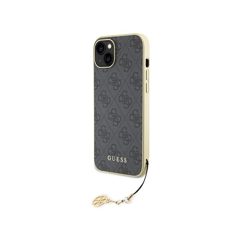 Guess 4G Charms Collection dėklas, skirtas iPhone 15 Plus - pilkas