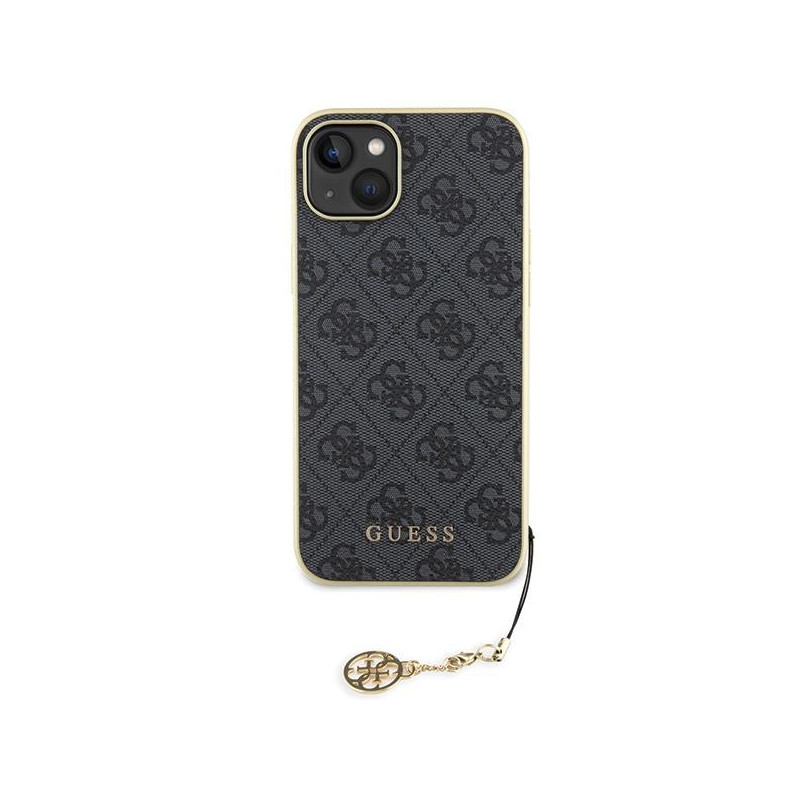 Guess 4G Charms Collection dėklas, skirtas iPhone 15 Plus - pilkas