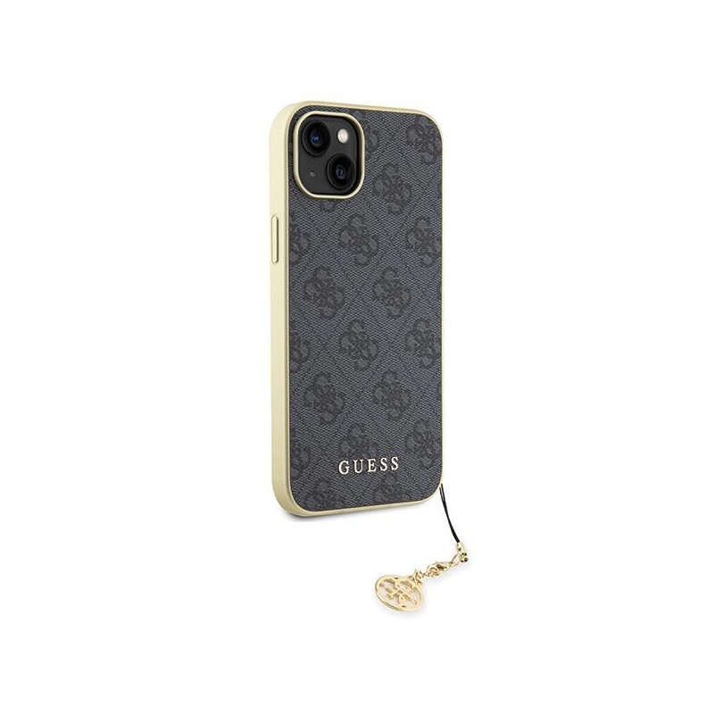 Guess 4G Charms Collection dėklas, skirtas iPhone 15 Plus - pilkas