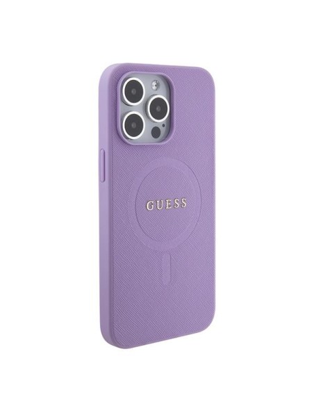 Guess Saffiano MagSafe dėklas iPhone 15 Pro - violetinis Guess Saffiano MagSafe dėklas iPhone 15 Pro - violetinis