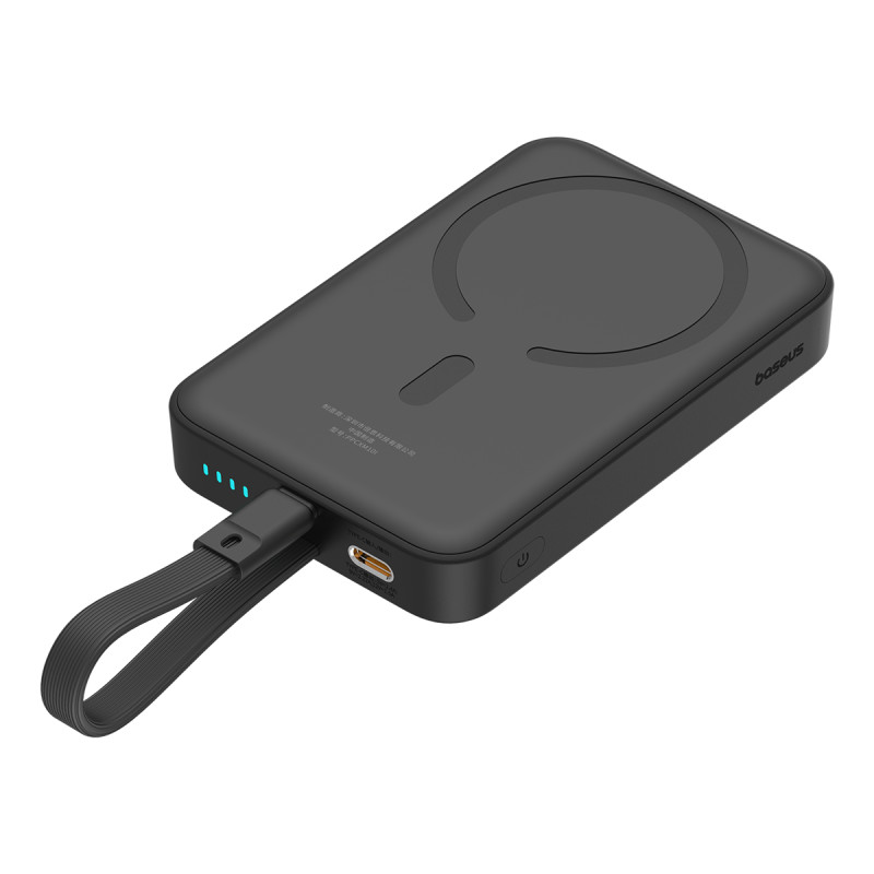 „Baseus Magnetic Mini MagSafe“ 10 000 mAh 20 W maitinimo blokas su įmontuotu „Lightning“ laidu – juodas + „Baseus Simple...