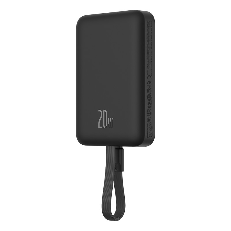 „Baseus Magnetic Mini MagSafe“ 10 000 mAh 20 W maitinimo blokas su įmontuotu „Lightning“ laidu – juodas + „Baseus Simple...