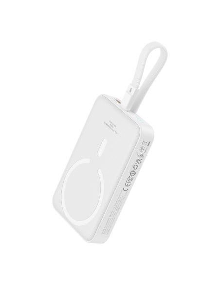 Baseus Magnetic Mini MagSafe 10000mAh 20W maitinimo blokas su įmontuotu Lightning laidu - baltas + Baseus Simple Series ...
