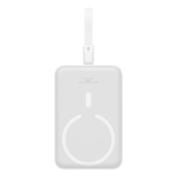 Baseus Magnetic Mini MagSafe 10000mAh 20W maitinimo blokas su įmontuotu Lightning laidu - baltas + Baseus Simple Series ...