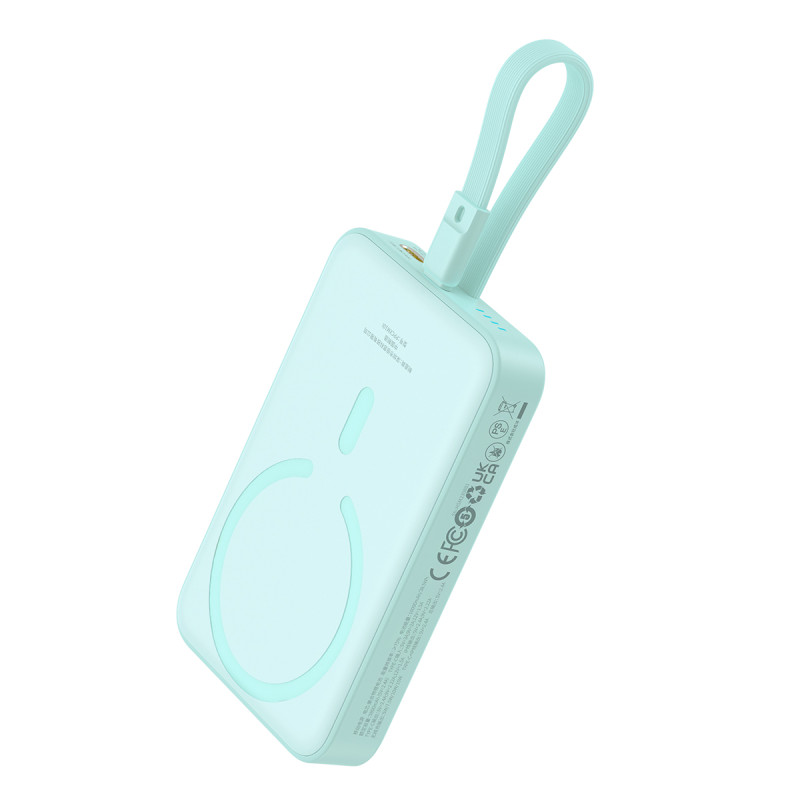 Baseus Magnetic Mini MagSafe 10000mAh 20W maitinimo blokas su įmontuotu Lightning laidu – mėlynas + Baseus Simple Series...