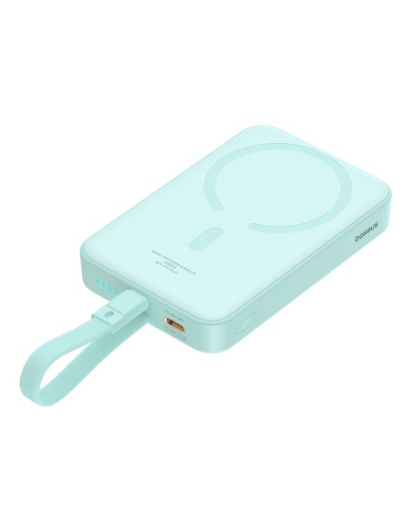Baseus Magnetic Mini MagSafe 10000mAh 20W maitinimo blokas su įmontuotu Lightning laidu – mėlynas + Baseus Simple Series...