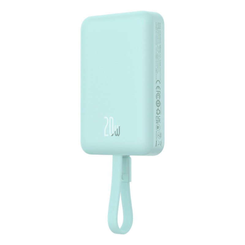 Baseus Magnetic Mini MagSafe 10000mAh 20W maitinimo blokas su įmontuotu Lightning laidu – mėlynas + Baseus Simple Series...