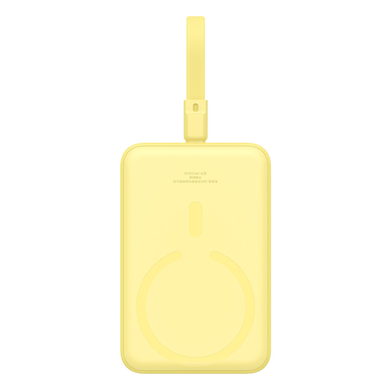 Baseus Magnetic Mini MagSafe 10000mAh 20W maitinimo blokas su įmontuotu Lightning laidu - geltonas + Baseus Simple Serie...
