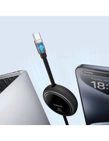 Baseus Free2Draw Mini USB-C – USB-C 100W 1m ištraukiamas laidas – juodas Baseus Free2Draw Mini USB-C – USB-C 100W 1m ištraukiamas laidas – juodas