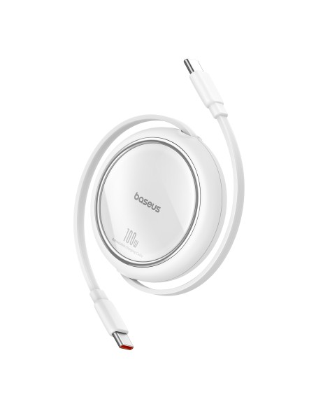 Baseus Free2Draw Mini USB-C – USB-C 100W 1m ištraukiamas laidas – baltas Baseus Free2Draw Mini USB-C – USB-C 100W 1m ištraukiamas laidas – baltas
