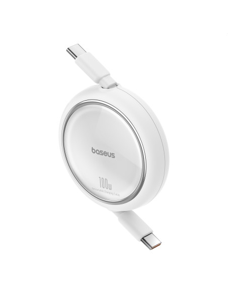 Baseus Free2Draw Mini USB-C – USB-C 100W 1m ištraukiamas laidas – baltas Baseus Free2Draw Mini USB-C – USB-C 100W 1m ištraukiamas laidas – baltas