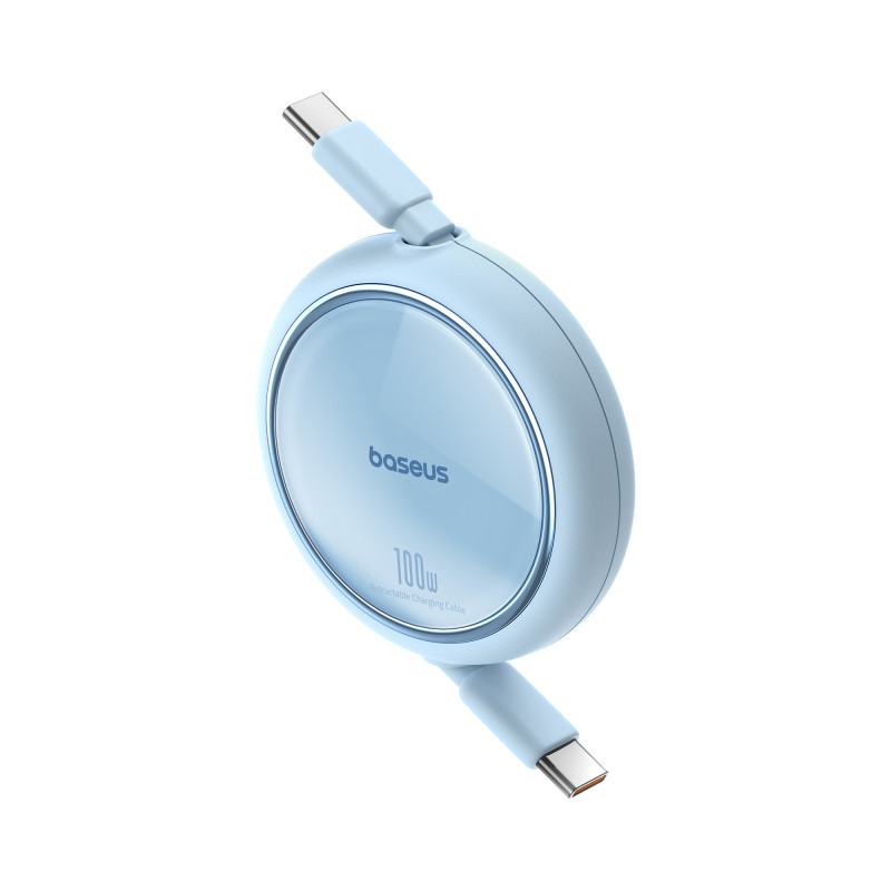 Baseus Free2Draw Mini USB-C – USB-C 100W 1m ištraukiamas laidas – mėlynas