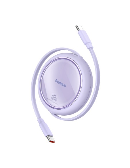 Baseus Free2Draw Mini USB-C – USB-C ištraukiamas laidas 100W 1m – violetinė