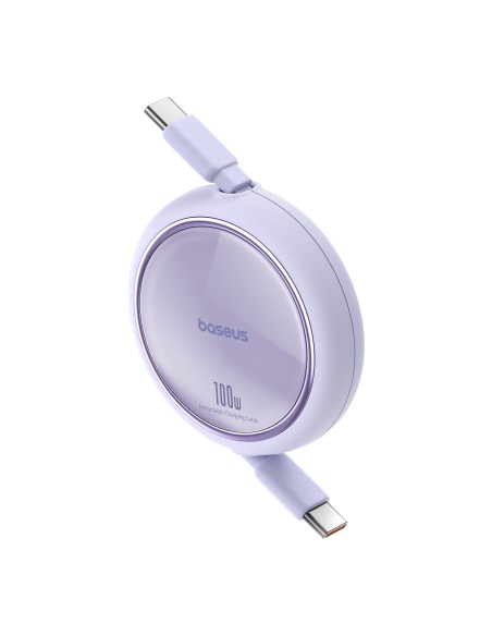 Baseus Free2Draw Mini USB-C – USB-C ištraukiamas laidas 100W 1m – violetinė