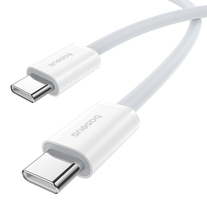 „Baseus Superior Series ll“ USB-C – USB-C 30 W 480 Mb/ s laidas, 1 m – baltas