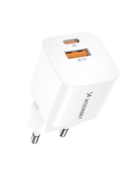 Wozinsky CMWCW 20W USB-C / USB-A sieninis įkroviklis - baltas