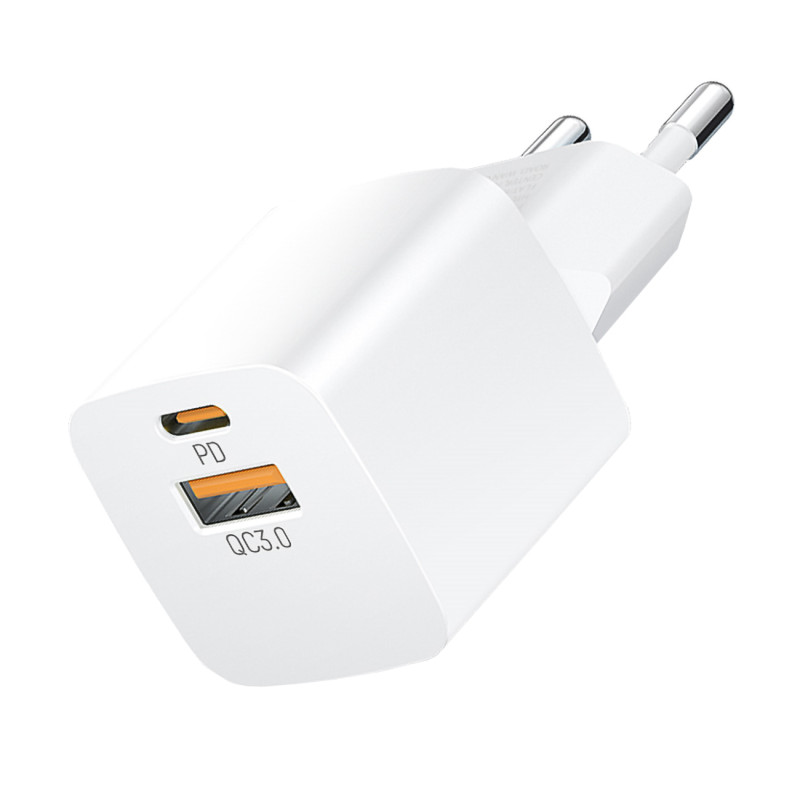 Wozinsky CMWCW 20W USB-C / USB-A sieninis įkroviklis - baltas