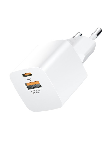 Wozinsky CMWCW 20W USB-C / USB-A sieninis įkroviklis - baltas