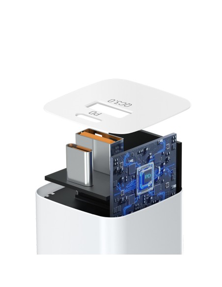 Wozinsky CMWCW 20W USB-C / USB-A sieninis įkroviklis - baltas