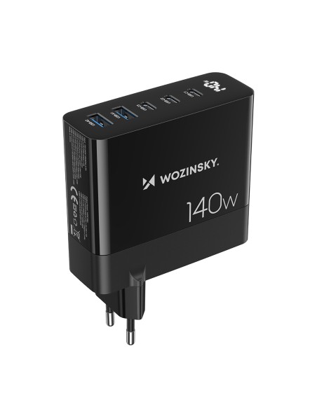 Wozinsky CGWCB 140W GaN sieninis įkroviklis 3 x USB-C / 2 x USB-A - juodas