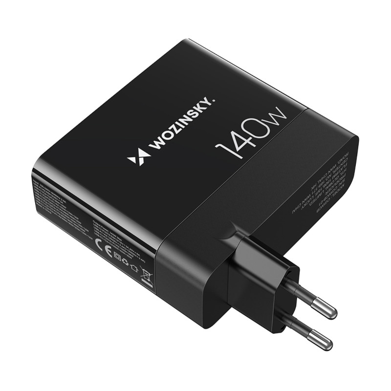 Wozinsky CGWCB 140W GaN sieninis įkroviklis 3 x USB-C / 2 x USB-A - juodas
