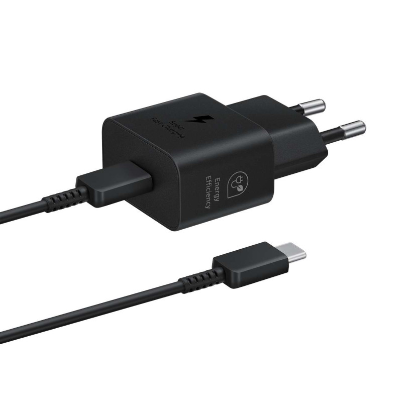 Samsung EP-T2510XBEGEU 25W SFC GaN sieninis įkroviklis su USB-C laidu - juodas Samsung EP-T2510XBEGEU 25W SFC GaN sieninis įkroviklis su USB-C laidu - juodas