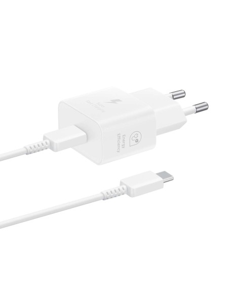 Samsung EP-T2510XWEGEU 25W SFC GaN sieninis įkroviklis su USB-C laidu – baltas