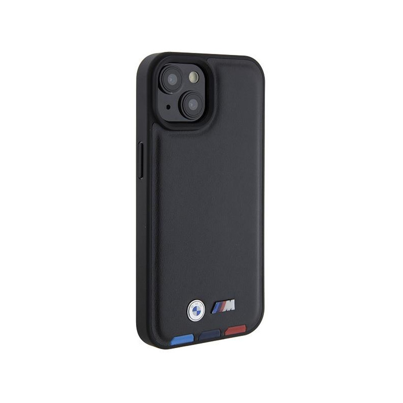BMW Leather Stamp Tricolor dėklas iPhone 15 - juodas
