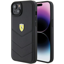 Ferrari Quilted Metal Logo dėklas, skirtas iPhone 15 Plus - juodas