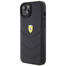 Ferrari Quilted Metal Logo dėklas, skirtas iPhone 15 Plus - juodas