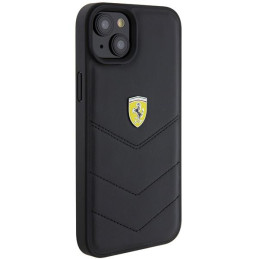 Ferrari Quilted Metal Logo dėklas, skirtas iPhone 15 Plus - juodas