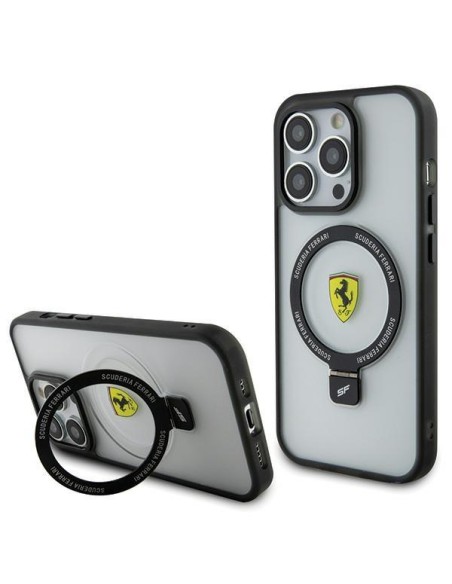 Ferrari Ring Stand 2023 Collection MagSafe dėklas, skirtas iPhone 15 Pro - skaidrus Ferrari Ring Stand 2023 Collection MagSafe dėklas, skirtas iPhone 15 Pro - skaidrus
