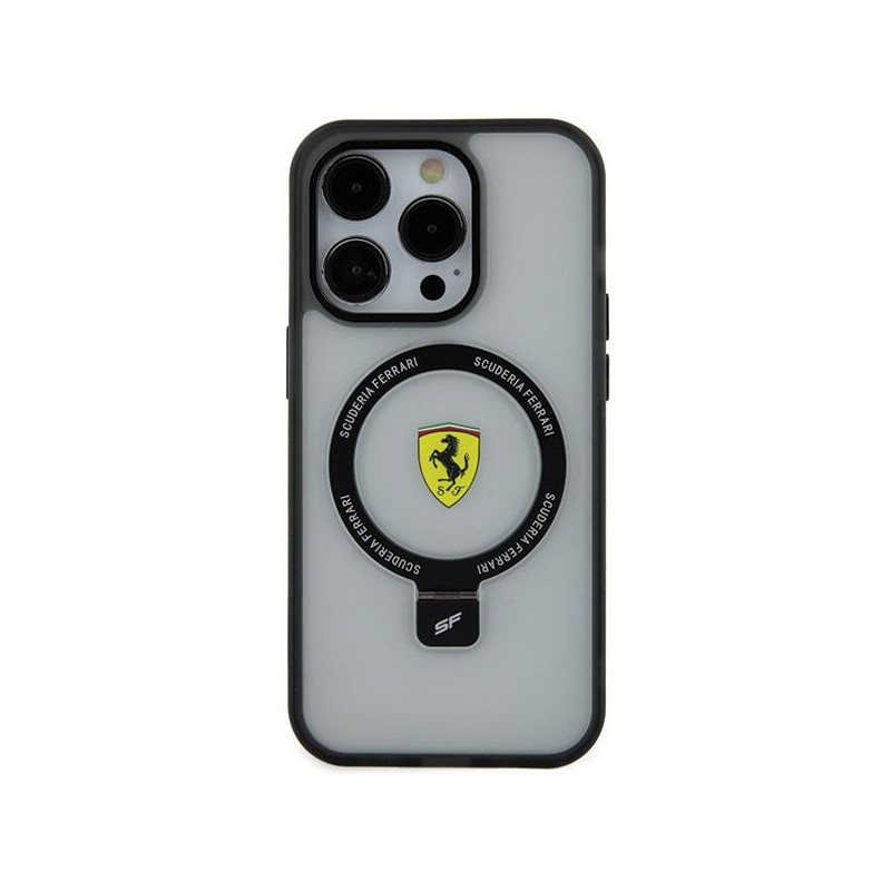 Ferrari Ring Stand 2023 Collection MagSafe dėklas, skirtas iPhone 15 Pro - skaidrus